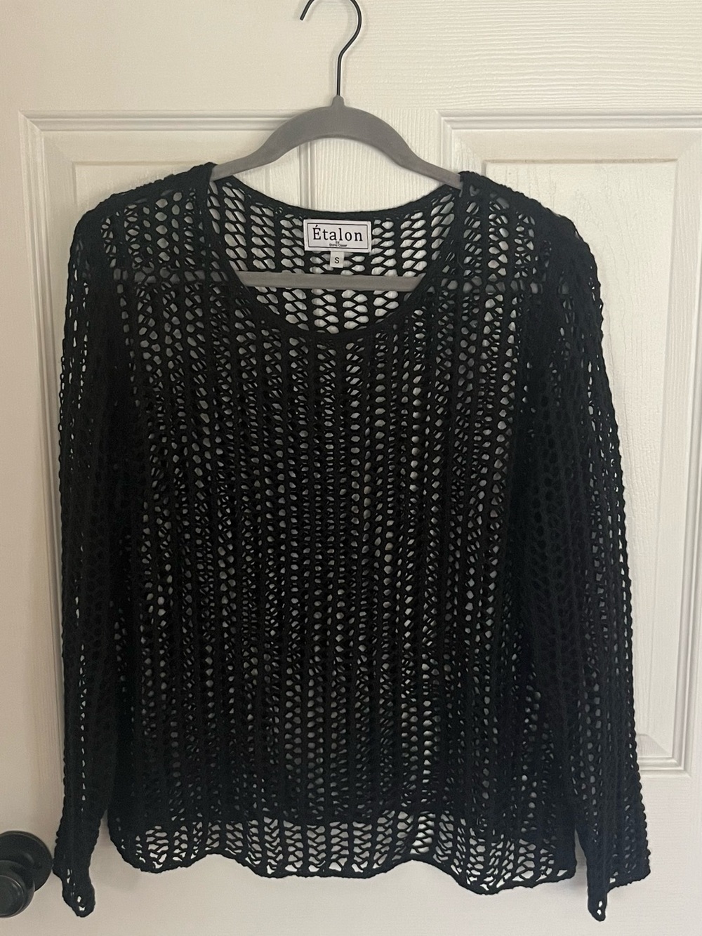 Black Open-Knit Long Sleeve Sweater